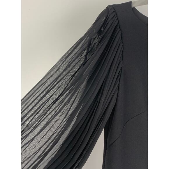 White House Black Market Pleated Chiffon Sleeve Shift Dress Women's Size 2 Black - Picture 5 of 10